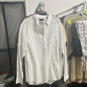Vince Classic Fit Linen Blend Men's Crisp White Casual Button-Down Shirt